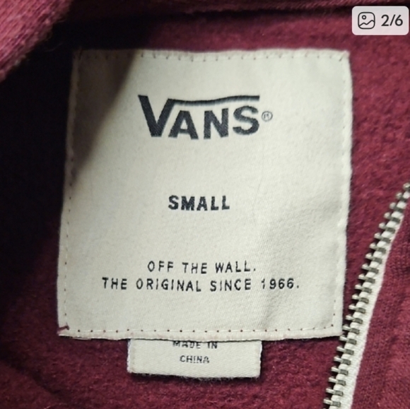 Vans Maroon Full Zip Hoodie - Picture 2 of 5